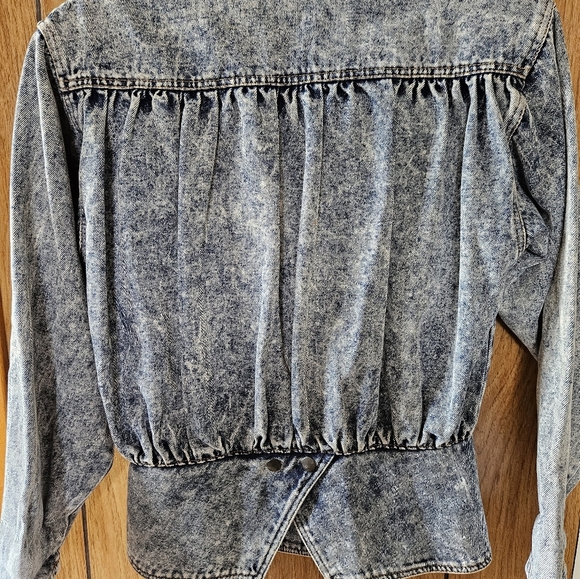 Vintage 80's Glam Rock style Acid Wash Jean Jacket Size M - Picture 6 of 6